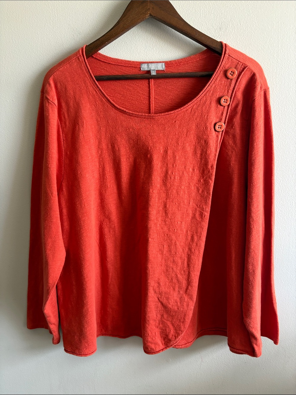 Habitat XL 100% Cotton Burnt Orange Button Shoulder Long Sleeve Top